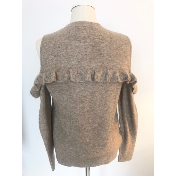 LOFT cold shoulder tan ruffle sweater size small - Picture 2 of 6